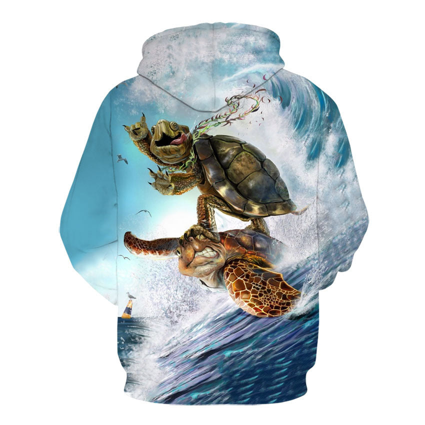 3D Digital Printed Turtle Hoodie Fashion Trend Men's Pullover
