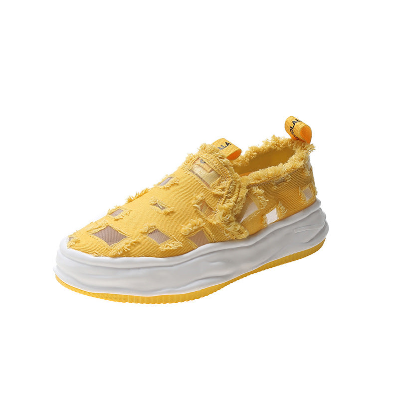 Beggar Shoes Thick-soled Canvas Shoes Mesh Hollow Holes Casual Shoes