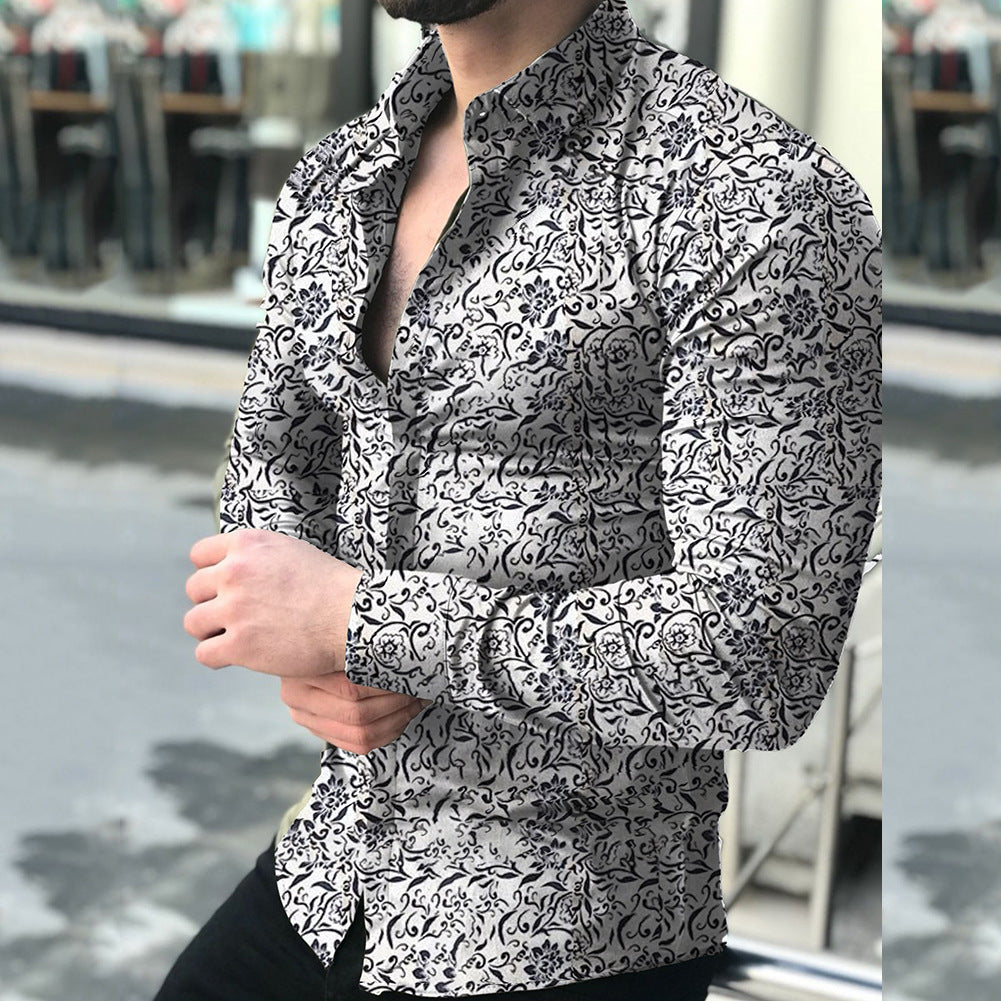 Printed Shirt Men's Long-sleeved Shirt