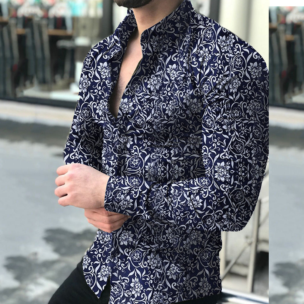 Printed Shirt Men's Long-sleeved Shirt