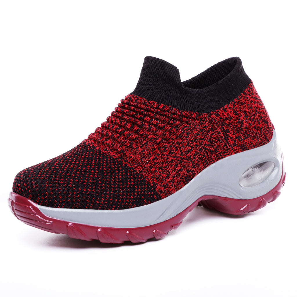 Large Size 43 Women's Shoes Air Cushion Fly-knit Sneakers Slip-on Shoes Fashion Rocking Shoes Casual Shoes Sock Shoes