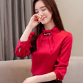 White shirt ladies bow chiffon shirt